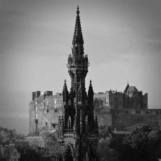 Scott Monument Edinburgh Castle print - signed mounted square print 30 x 30cm - Stuart Brown Photography - FREE DELIVERY