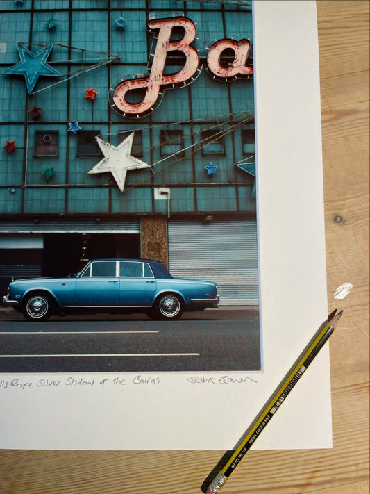 ‘Rolls Royce Silver Shadow, Barras’ Glasgow Signed Mounted Print FREE DELIVERY