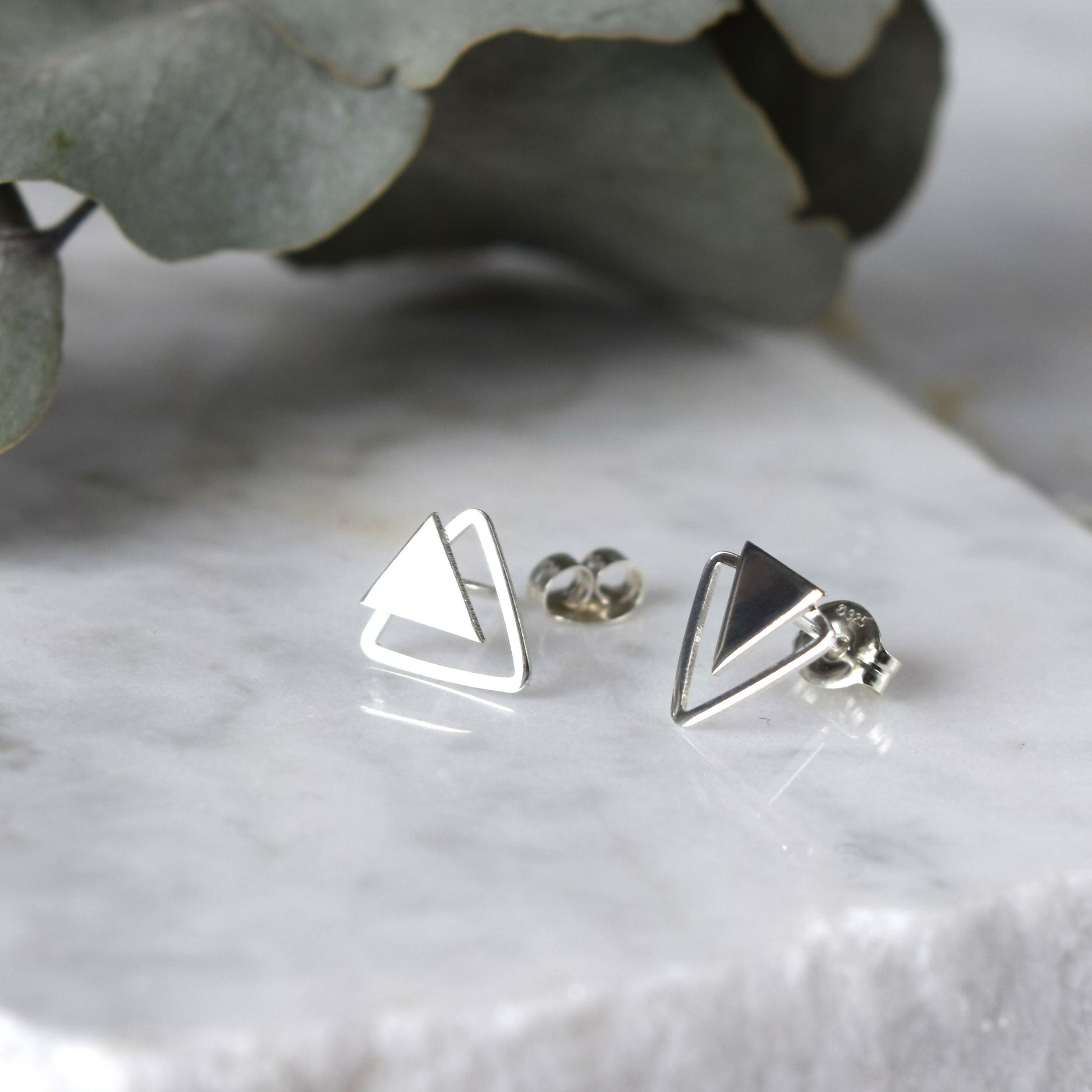 triangle studs small stud earrings sterling silver muka studio2023