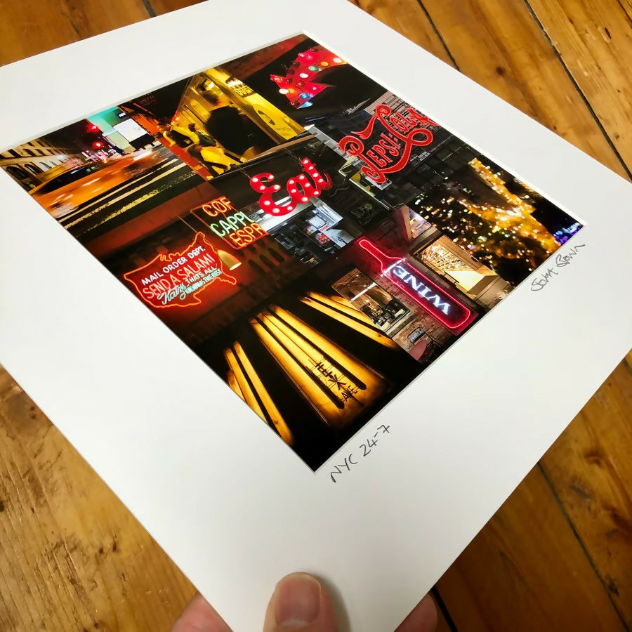 ‘NYC 24-7’ New York square signed mounted print FREE DELIVERY