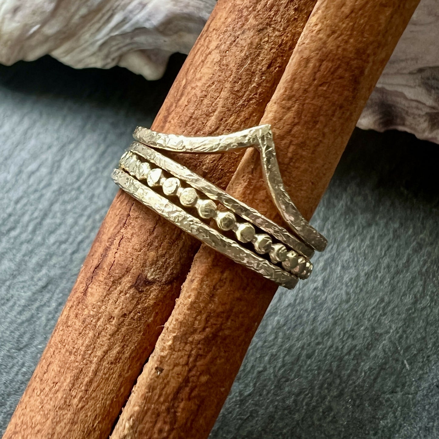 Set of 9ct gold stacking rings