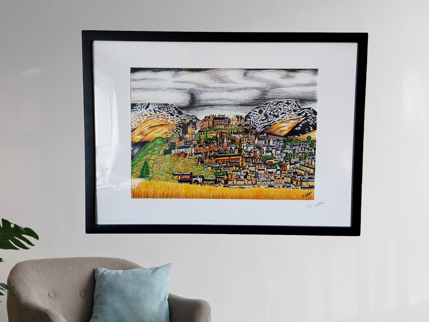 A2 Original Stirling Skyline Framed Art