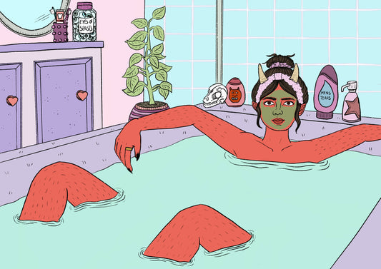 The Feminist Takes A Bath A5 Art Print