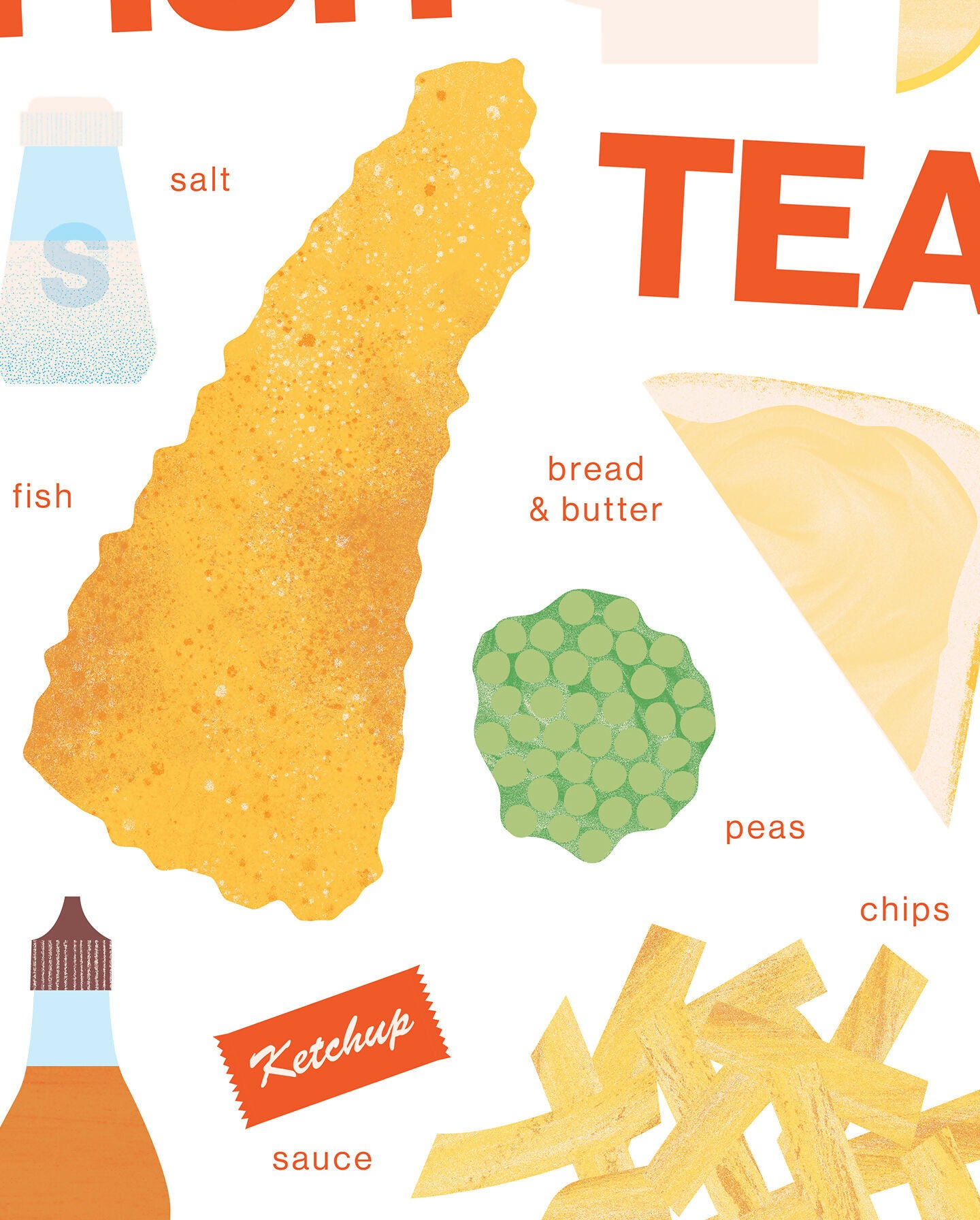 Scottish Fish Tea. Fish & Chips Illustration