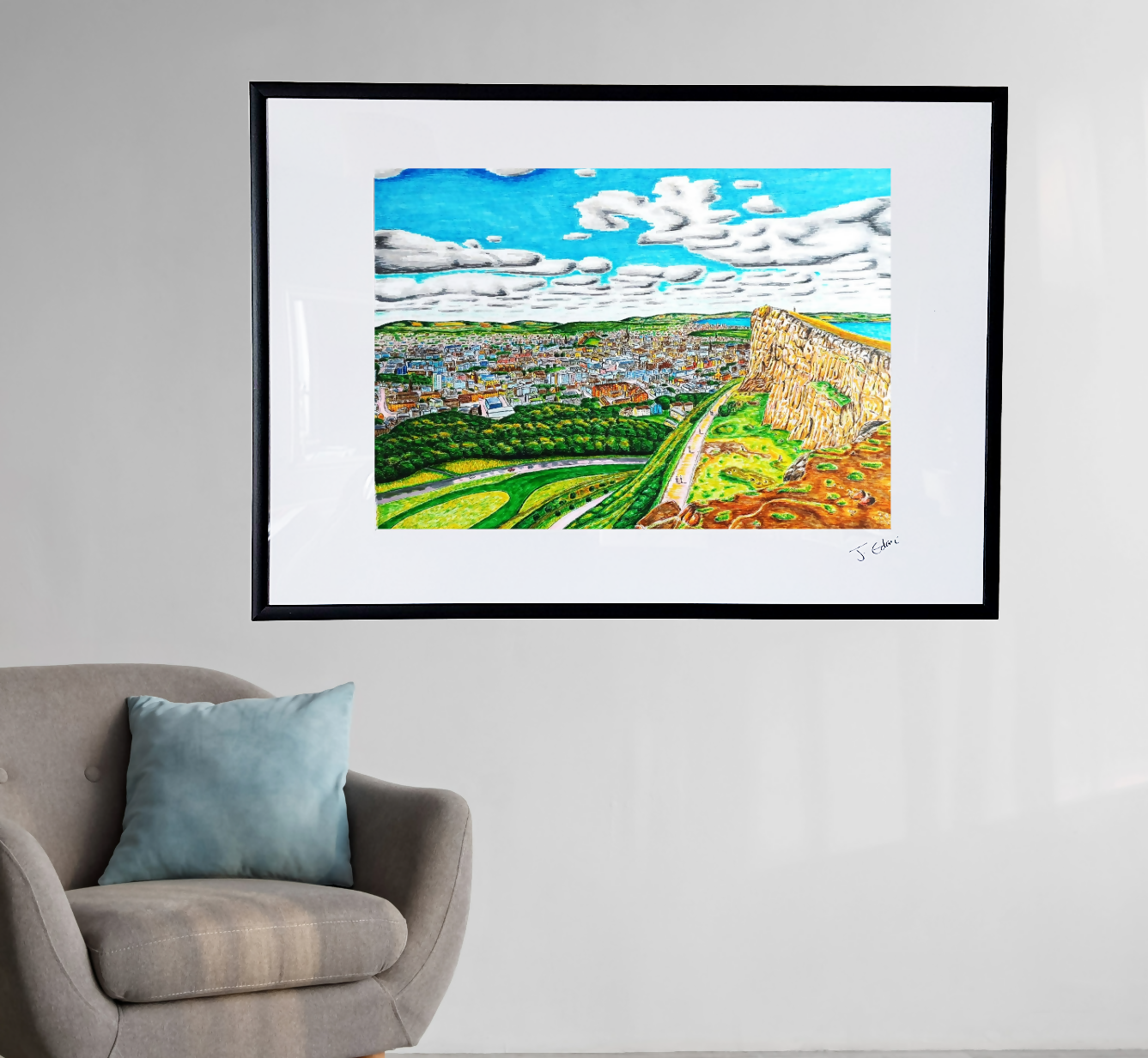 Edinburgh Arthurs Seat Framed Giclee Art Print