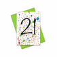 21 Card | 21st Birthday Card | 21st Anniversary Card | Modern Splash Design