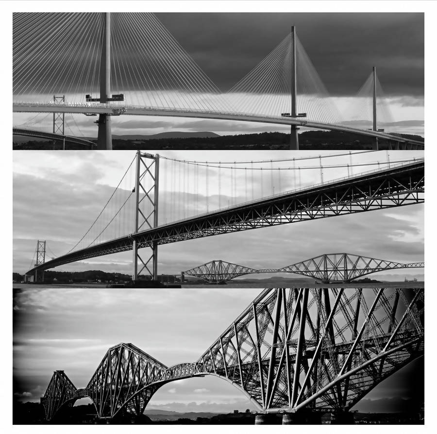 ‘The Forth Bridges’ signed mounted square print 30 x 30cm