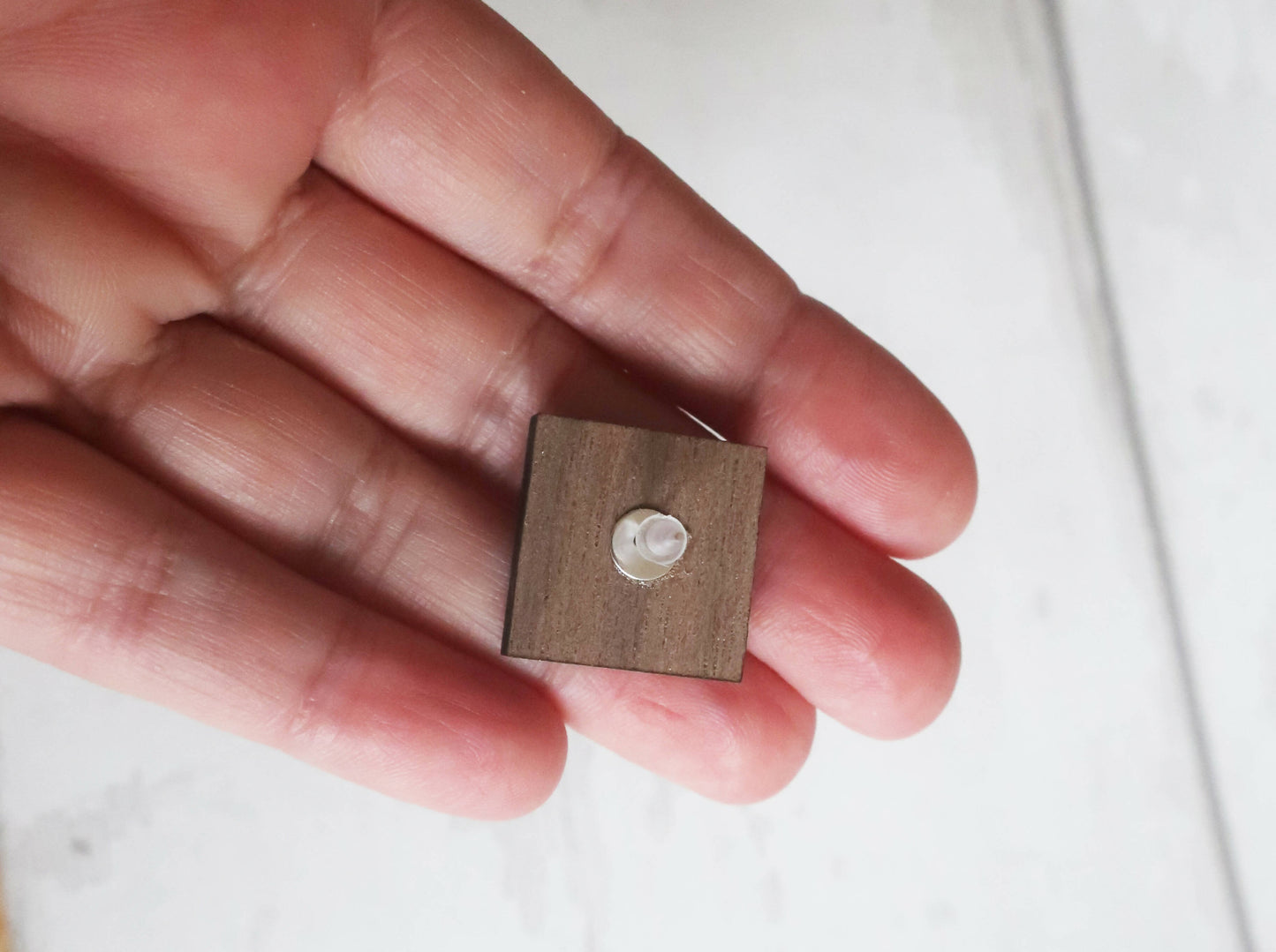 Statement orange abstract square wooden earrings