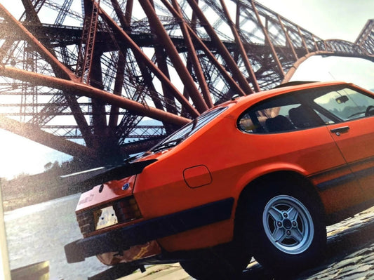 Ford Capri at the Forth Bridge print - signed mounted print 30 x 40