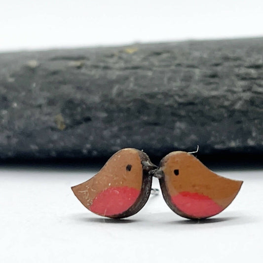 Hand Painted Robin Earrings