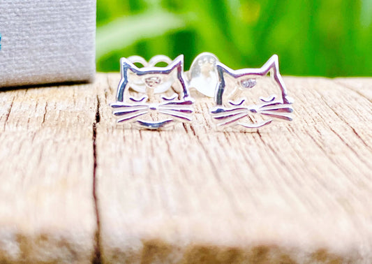 'What's New Pussy Cat' Cat Stud Earrings