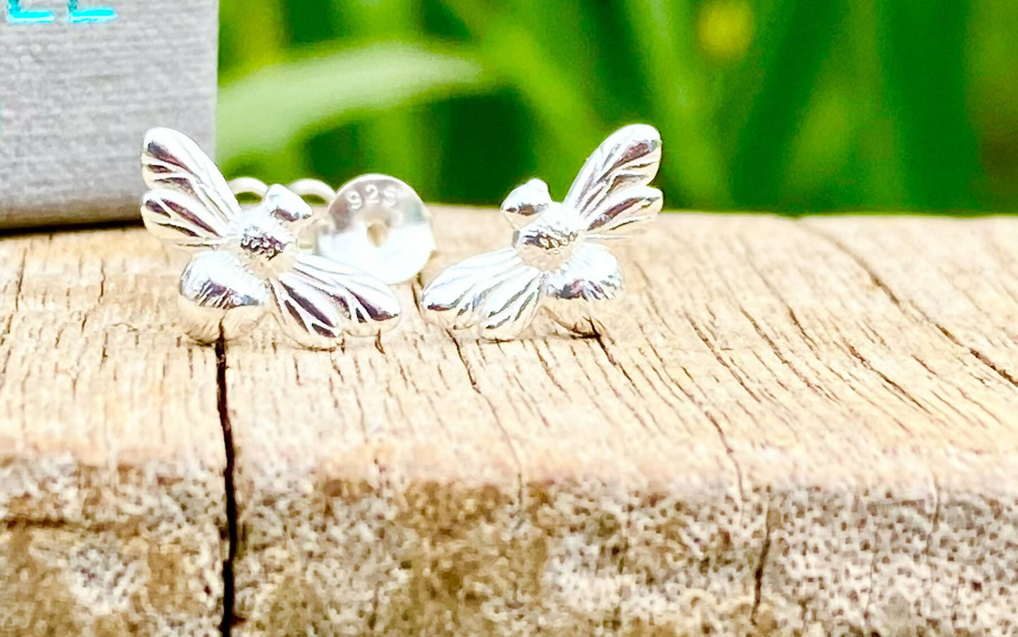 Solid Silver Bumble Bee Stud Earrings