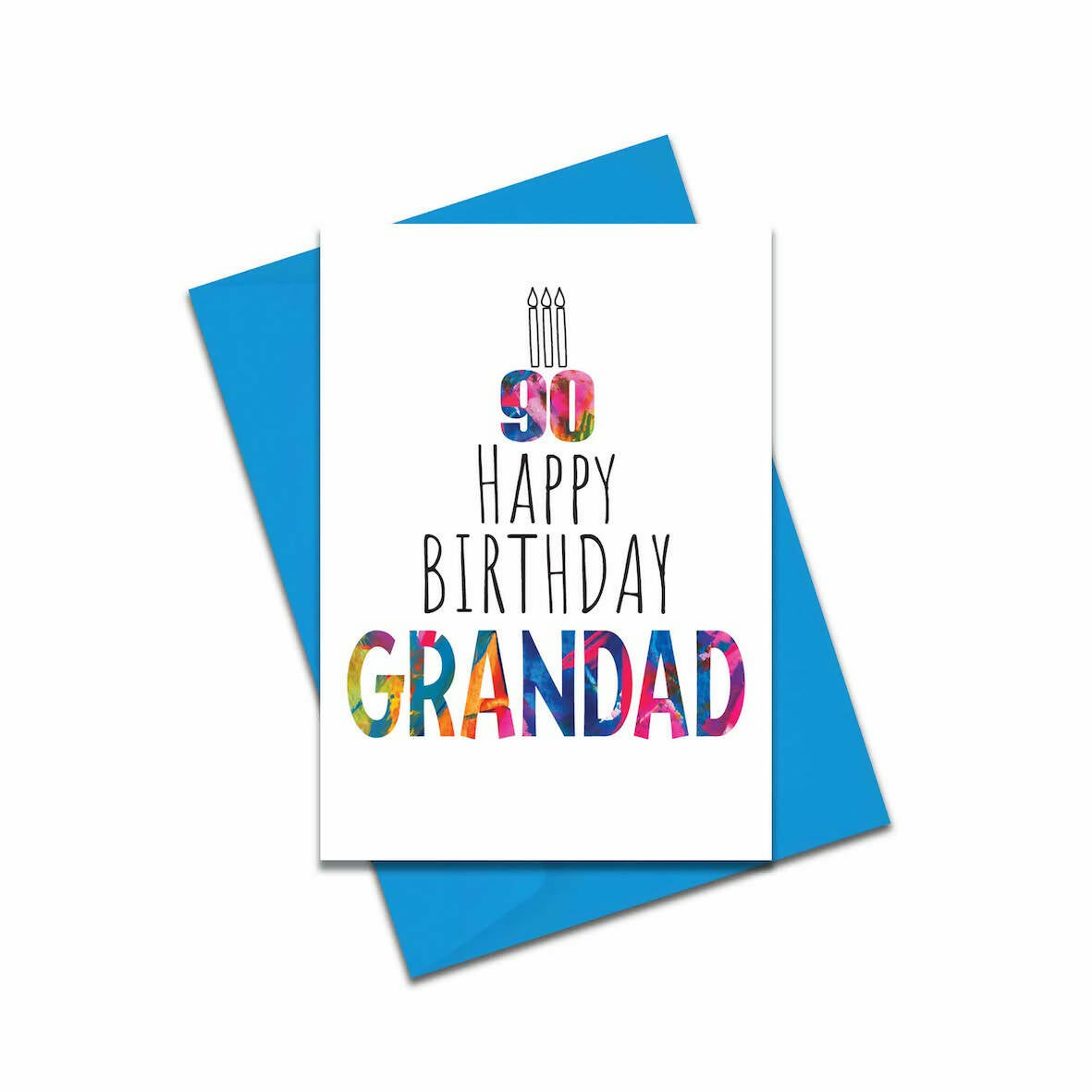 Grandad 90th Birthday Card - Modern and Colourful Birthday Card ...